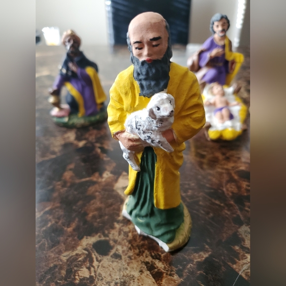 Christmas Nativity Set Italian Vintage Hand Painted Italy Ceramic 6 pc - Picture 4 of 9